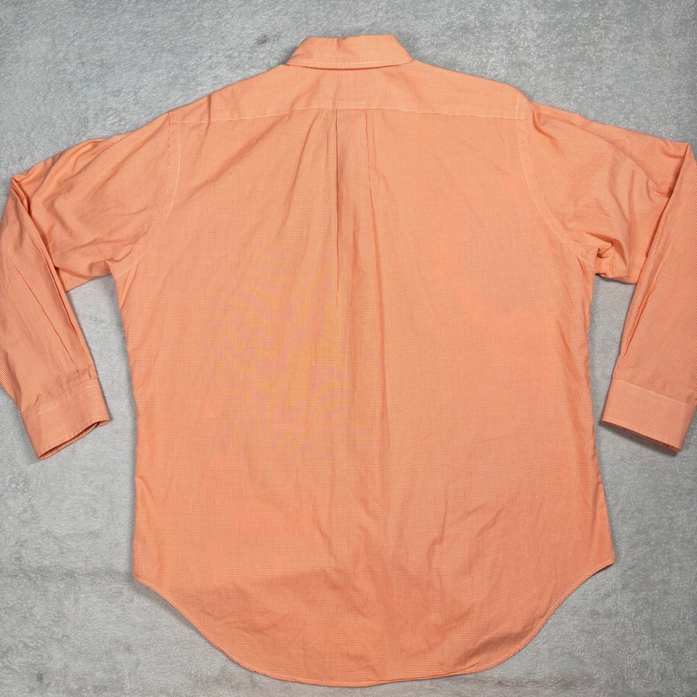 Ralph Lauren Classic Fit Gingham Button Down Shirt Orange White Men L - Picture 7 of 10